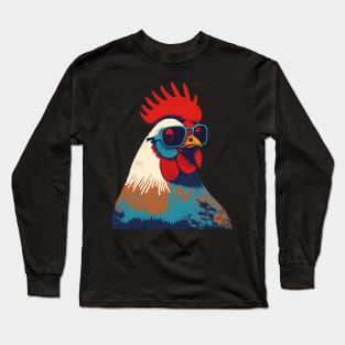 Rooster Wearing Sunglasses Long Sleeve T-Shirt